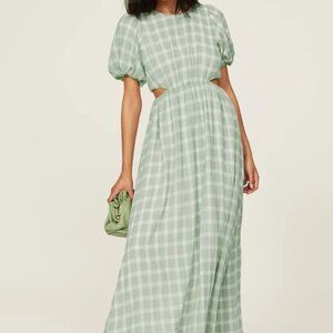 Show Me Your Mumu Green & White Plaid Eloise Cutout Maxi Dress Small